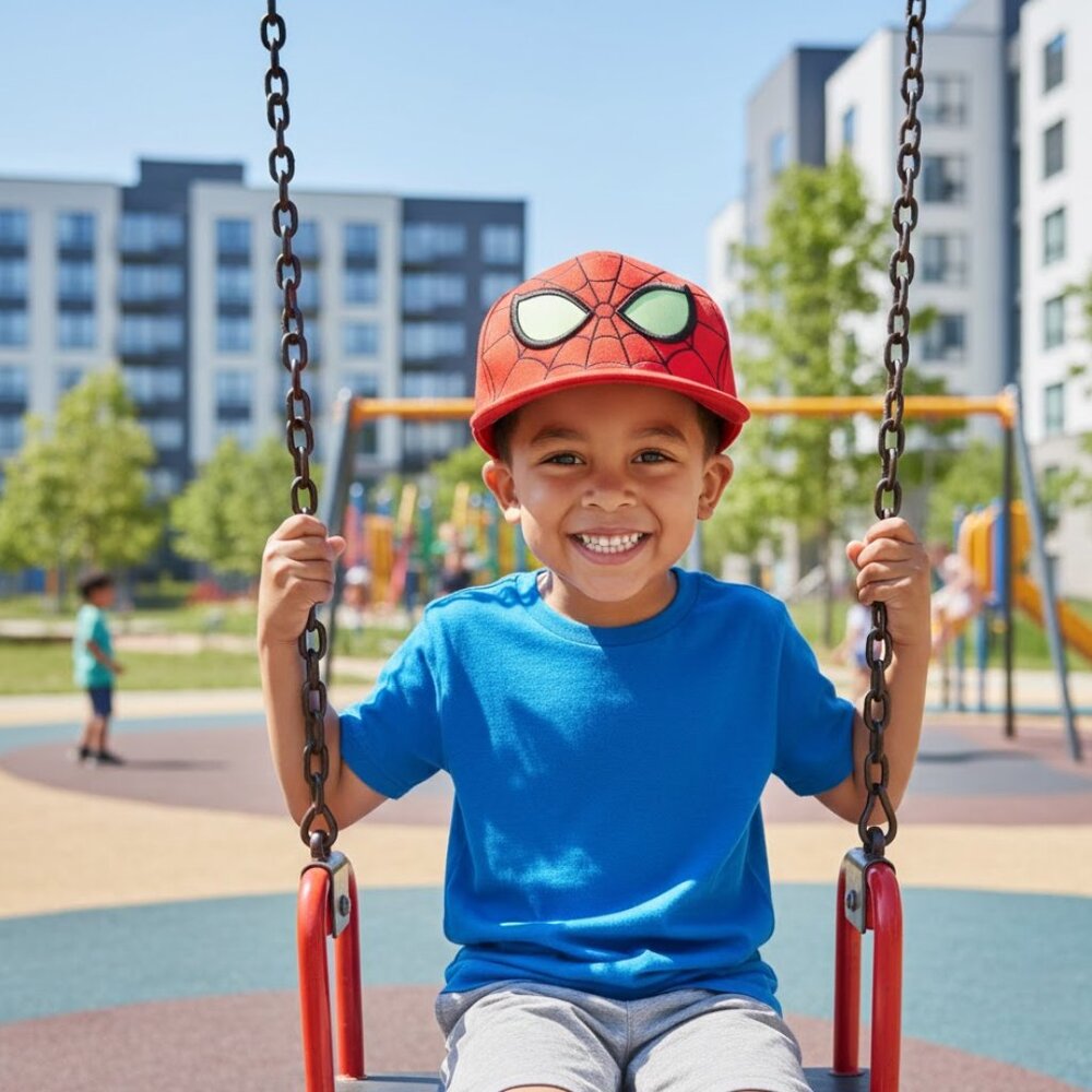 Spider-Themed Red Kids Costume Hat | Superhero Dress-Up Accessory